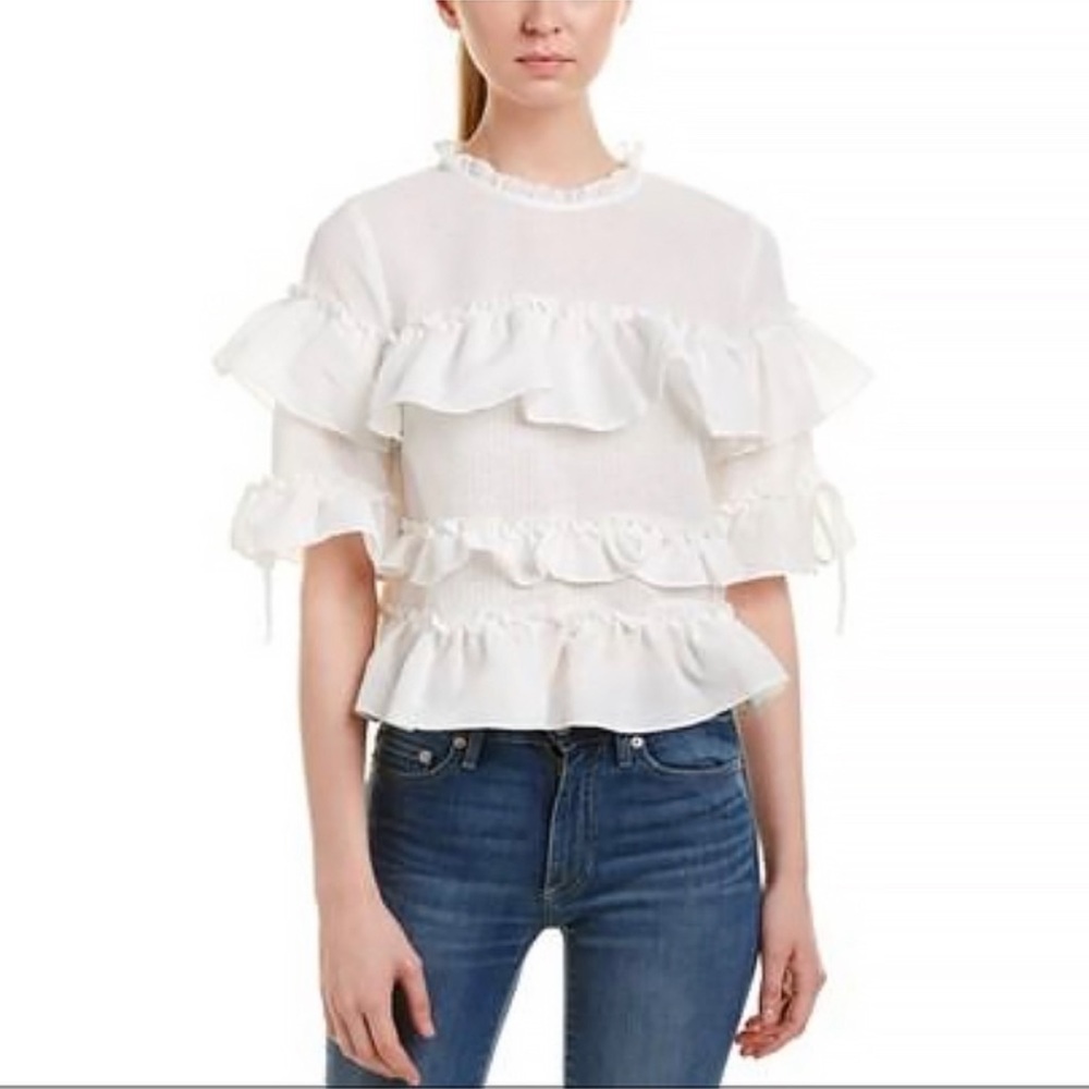 ENGLISH FACTORY Ruffled Short-Sleeve Top